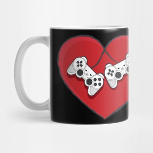 Video Gamer Valentines Day with Controllers Heart Mug